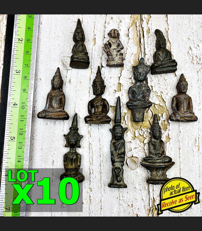 Antique 100year 10pcs Old Iron Ancient Buddha Protection Khmer Thai Amulet 17403