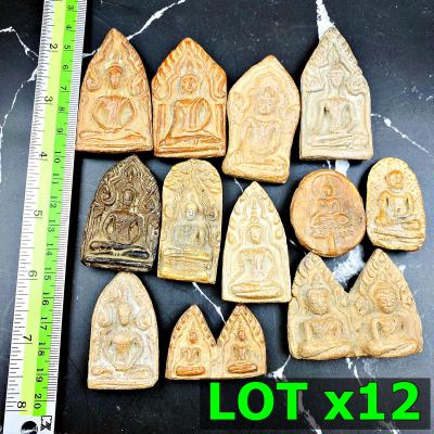 WholeSale x12 Pcs Ancient Artifacts Clay Khunpaen 100y Buddha Thai Amulet #17404