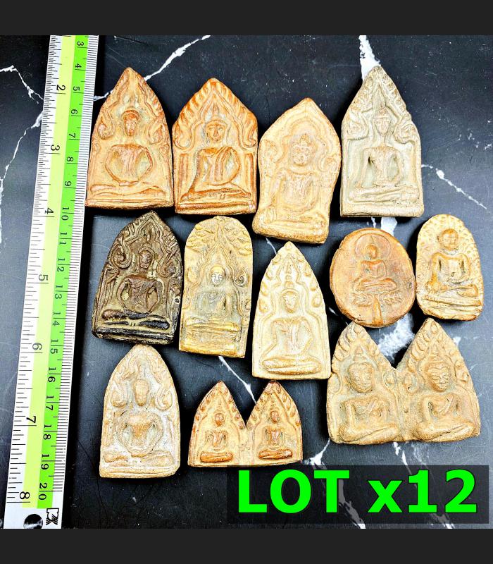 WholeSale x12 Pcs Ancient Artifacts Clay Khunpaen 100y Buddha Thai Amulet #17404