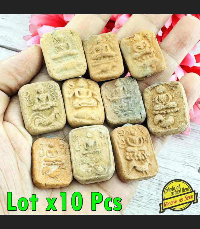 Wholesale 10pcs Old Clay Buddha Ride Animal Lp Parn Bangnomkho Thai Amulet 17405
