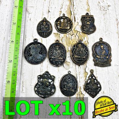 Wholesale Lot X10 Vintage Medal Stencil Carve Metal Old Lucky Thai Amulet #17410