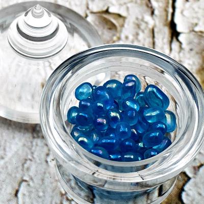 Holy Buddha Sarira Relic Sacred Oval Bead Stupa Rainbow Blue Thai Amulet #17412