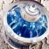 Holy Buddha Sarira Relic Sacred Oval Bead Stupa Rainbow Blue Thai Amulet #17412