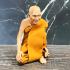 Lifelike Wax Fine Art Monk Statue Lp Suang Sit On Knees 17cm Thai Amulet #17424