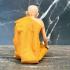 Lifelike Wax Fine Art Monk Statue Lp Suang Sit On Knees 17cm Thai Amulet #17424