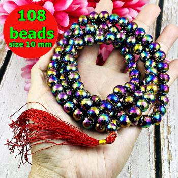 Necklace 10mm Mala Leklai 108 Beads Protection Rainbow Somporn Thai Amulet 17427