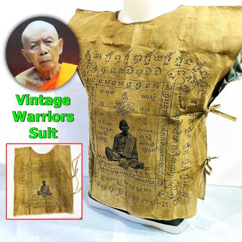 Warrior Protect Suit Shirt Fabric Flag Cloth Tim WatLahanrai Thai Amulet #17439