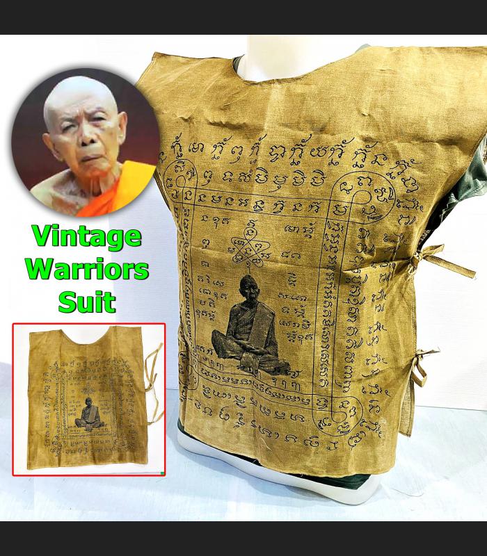 Warrior Protect Suit Shirt Fabric Flag Cloth Tim WatLahanrai Thai Amulet #17439