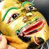Khon Mask Palak Magic God Mercy Charming Gold Face Lp Udomsap Thai Amulet #17443
