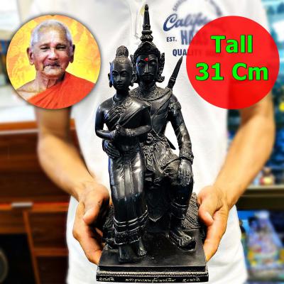 Khunpean Hold Lady Statue Great Gambling Fortune Lp Key Be2557 Thai Amulet 17446