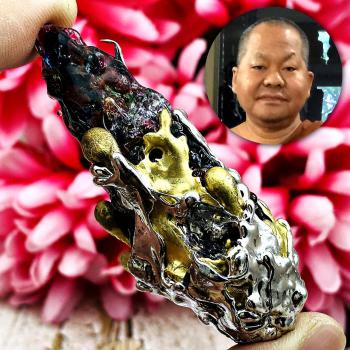 Leklai Kaew 3in1 Spear Head Gold Silver Invincible Box Somporn Thai Amulet 17448