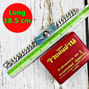 Blue Bracelet Ruay Pan Lan Lp Phat Be2563 Money Wealth Alpaka Thai Amulet #17483