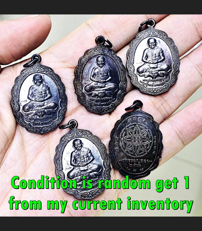 Black Medal Change To Millionaire Rich Fortune Lp Hong Be2546 Thai Amulet #17511