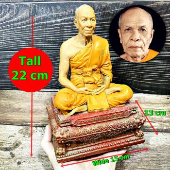 Vintage Resin Statue Monk Meditation Lp Sod WatPakNam Be2527 Thai Amulet #17516