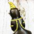 Ngan Ngung Red Gems Eye Monkey Gambling Luck Lp Nen Black Gold Thai Amulet 17524