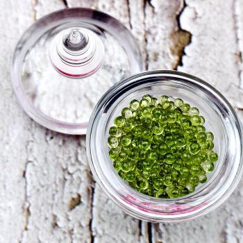 Sacred Buddha Ball Bead Sarira Relic Phatad Stupa Olive Green Thai Amulet #17537