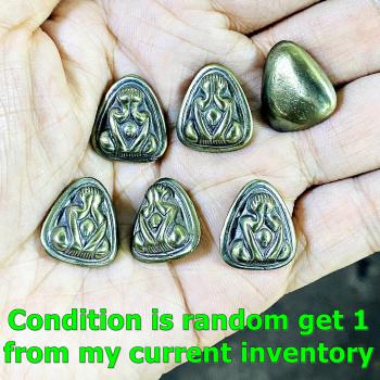 Metal Leklai Mekasit Pidta 4arm Closed Eye Immortal Lp Huan Thai Amulet #17554