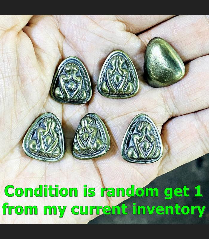 Metal Leklai Mekasit Pidta 4arm Closed Eye Immortal Lp Huan Thai Amulet #17554