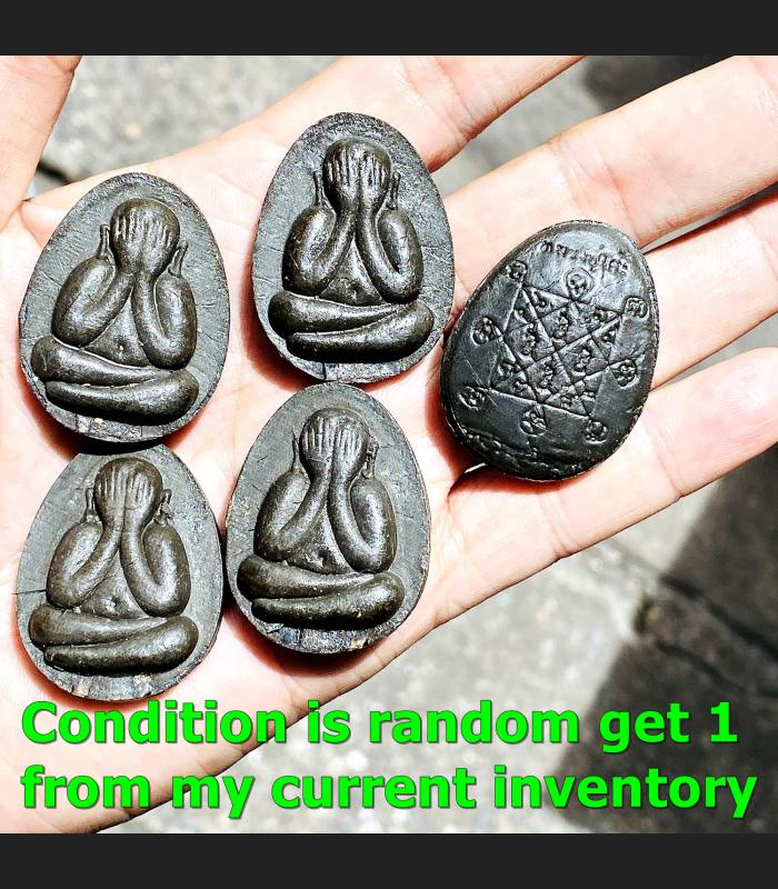 Windfall Wealth Rich Close Eye Pidta Jumbo Lp Toh Be2520 Black Thai Amulet 17557