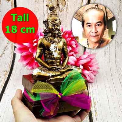 Lersri Hermit Statue Ngung Lucky Wealth Nikom Kom Triwet Gold Thai Amulet #17567