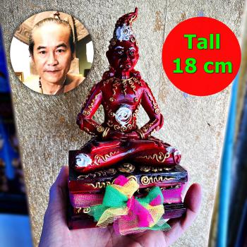 Ngung Master Hermit Statue Lersri Wealth Nikom Kom Triwet Red Thai Amulet #17568