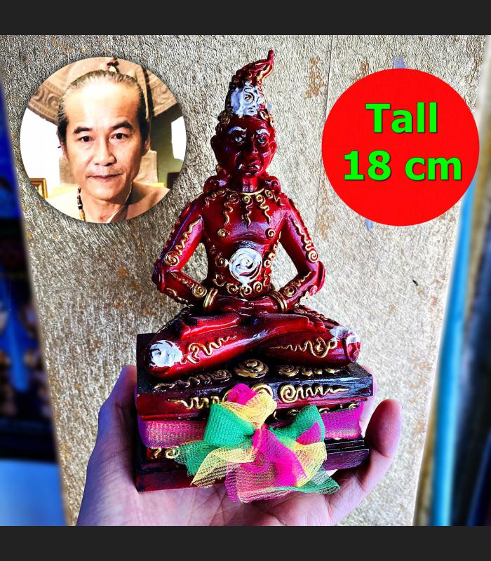 Ngung Master Hermit Statue Lersri Wealth Nikom Kom Triwet Red Thai Amulet #17568