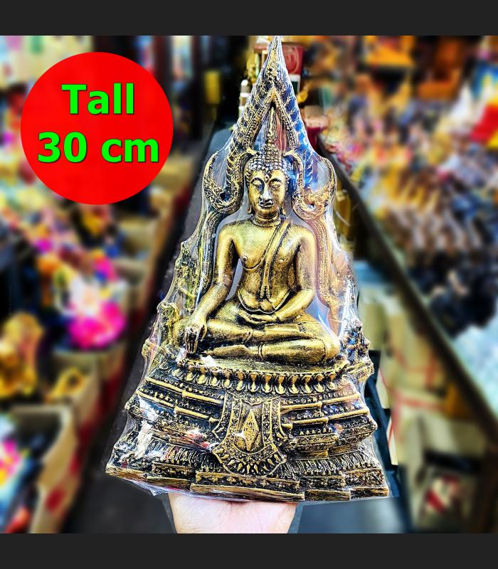Large 30cm Buddha Chinnaraj Statue Lucky Rich Fortune Old Gold Thai Amulet 17570