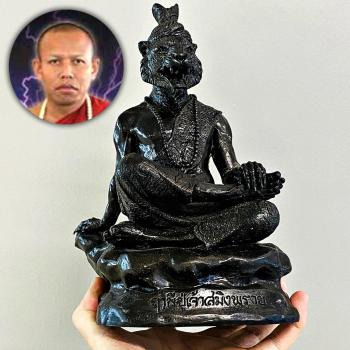 Large Bronze Statue Lersri Puseir Tiger Face Hermit Nen Be2555 Thai Amulet 17580