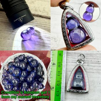 Leklai Naga Eye Stone Bottle Somporn Good Fortune Rich Purple Thai Amulet #17586
