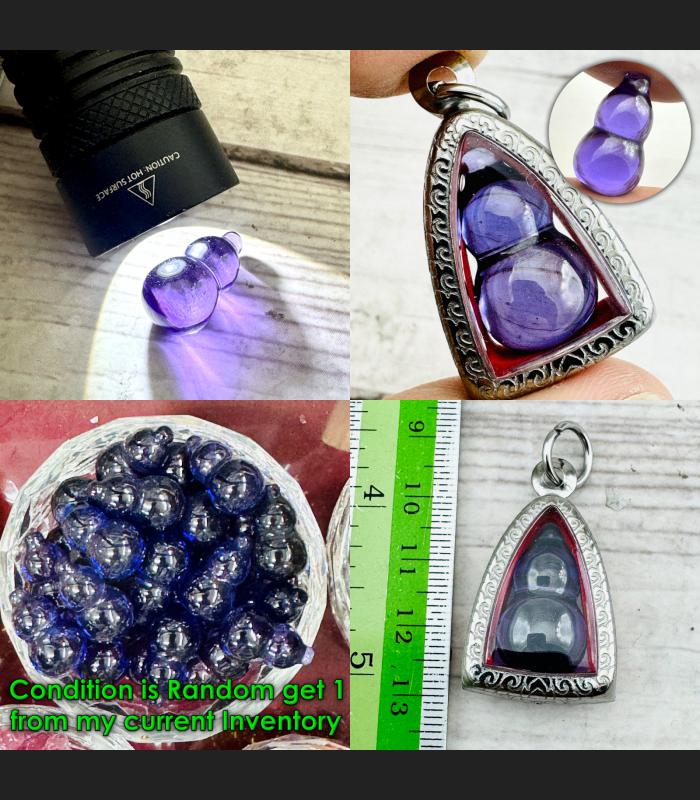 Leklai Naga Eye Stone Bottle Somporn Good Fortune Rich Purple Thai Amulet #17586