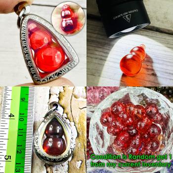 Crystal Healing Naga Eye Leklai NamTow Bottle Leader Boss Red Thai Amulet #17587
