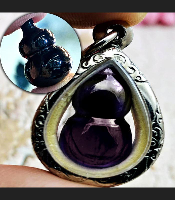 Naga Eye Leklai Protection Crystal Stone Bottles Black Somporn Thai Amulet 17588