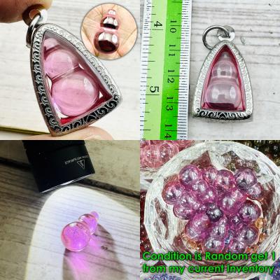 Naga Eye Leklai Crystal Stone Lucky Love Bottle Pink Somporn Thai Amulet #17589
