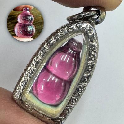Naga Eye Leklai Crystal Stone Lucky Love Bottle Pink Somporn Thai Amulet #17589