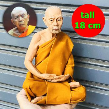Lifelike Realistic Wax Figures Monk Statue Lp Tim Watlahanrai Thai Amulet #17590 SIZE 5 INCH