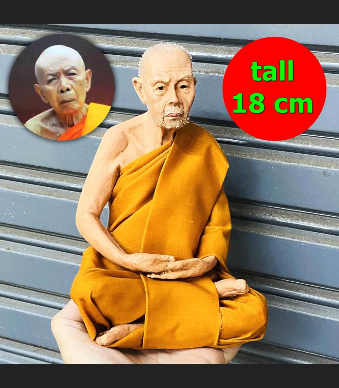 Lifelike Realistic Wax Figures Monk Statue Lp Tim Watlahanrai Thai Amulet #17590 SIZE 5 INCH
