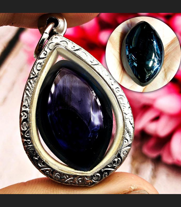 Leklai Nakee Protection Harmless Naga Eye Healing Stone Black Thai Amulet #17591