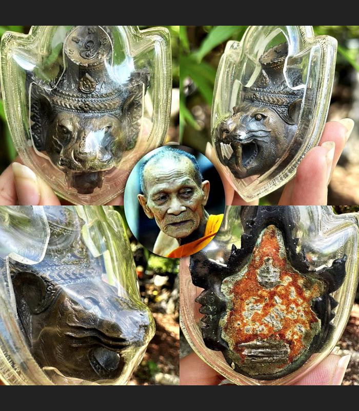 Lersri Puseir Saming Tiger Face Siber Tooth Lp Kalong Nawa Thai Amulet 17595