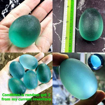 Mystical Mae Khong River Rock Gems Stone Leklai Naga Egg Blue Thai Amulet #17601