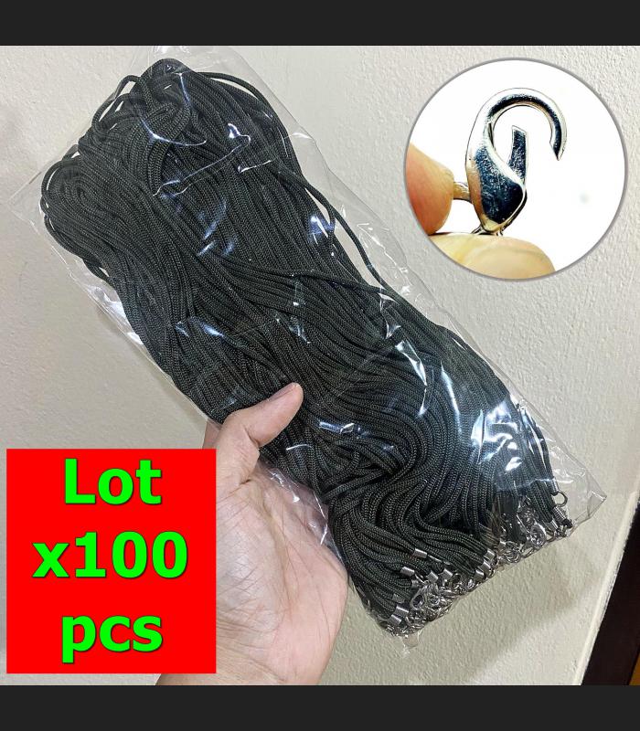 Lotx100 Pcs Necklace Chain Nylon 30cm Hook Wear Thai Amulet Green Olive #17606