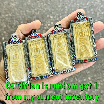 Ancient Silver Case 100y Somdej Toh WatRakang Long 16row Lucky Thai Amulet 17612
