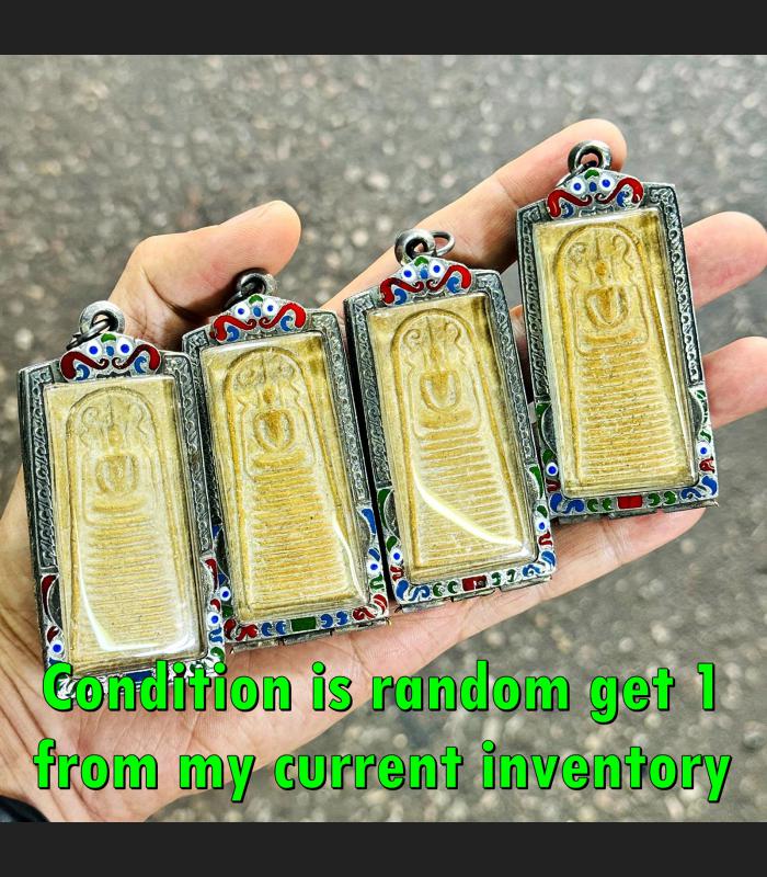 Ancient Silver Case 100y Somdej Toh WatRakang Long 16row Lucky Thai Amulet 17612