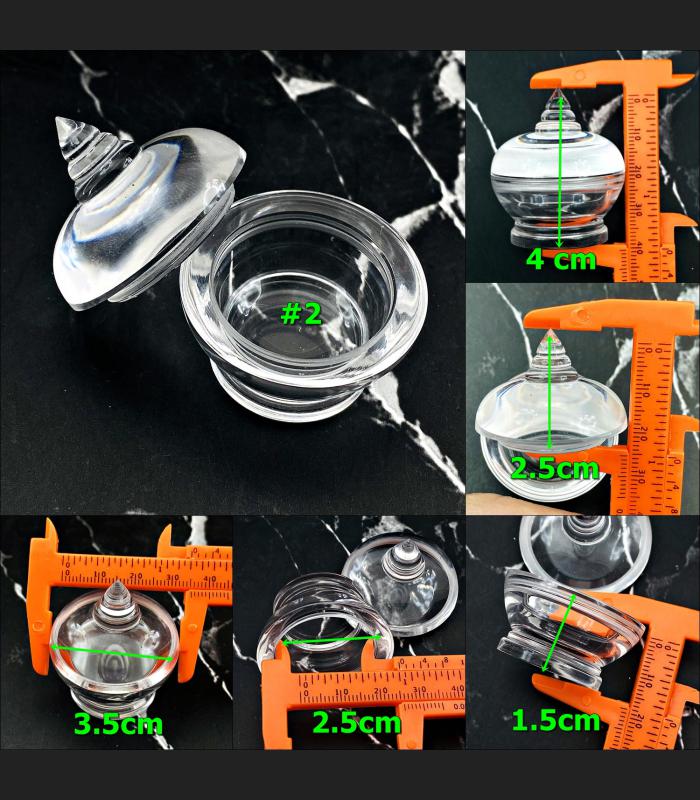 Pagoda Clear Solid Empty Stupa Container Box Case Buddha Relic Thai Amulet 17614