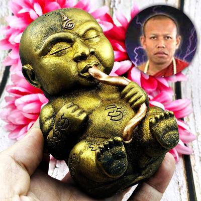 Guman Lokok Boy Baby Statue Ashes Fetus Wealth Lp Nen Be2554 Thai Amulet #17622
