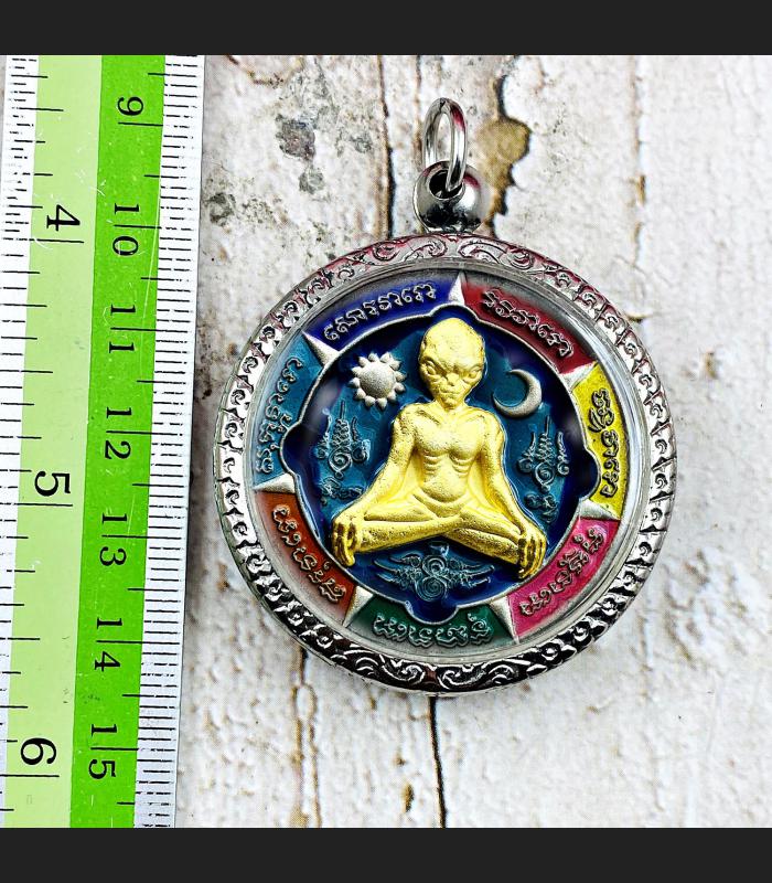 Universe Power Medal Mongkol Chakaval Alien Ufo Lp Lek Be2563 Thai Amulet #17629