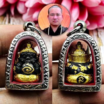Phra Rahu Wealth Gambling Money Magic Subin Pendant Black Gold Thai Amulet 17641