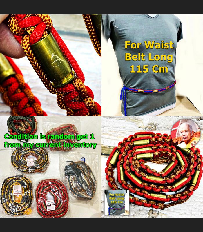 Girded Takrut 16Bullet Protection Safe Belt Lucky Litt Be2547 Thai Amulet #17649