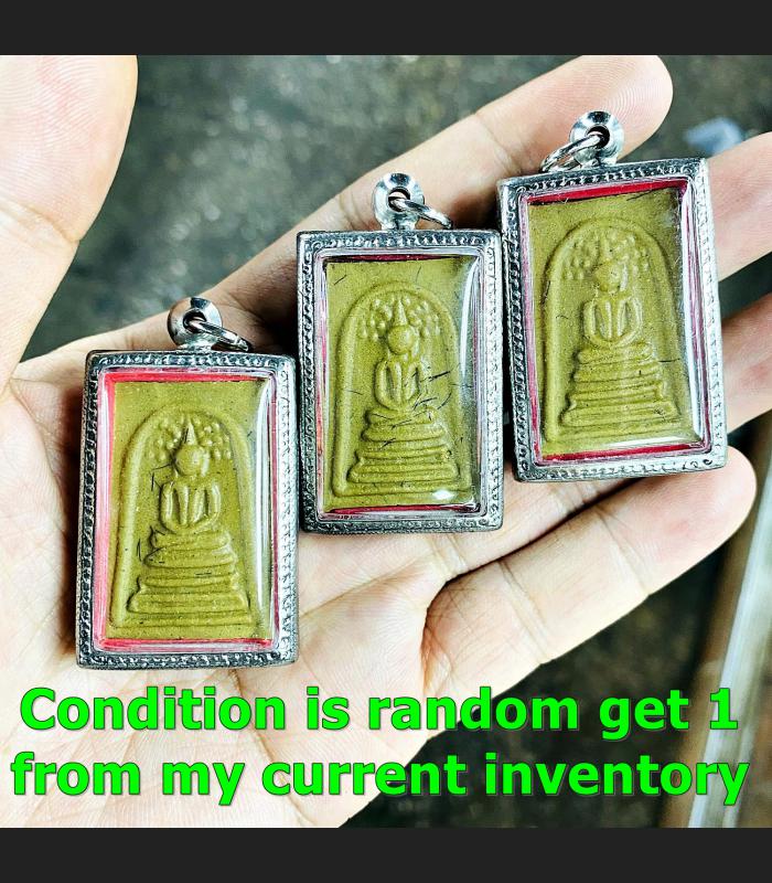 Somdej PokBhodi Rich Magic Buddha Under Tree Toh Be2518 Yellow Thai Amulet 17651