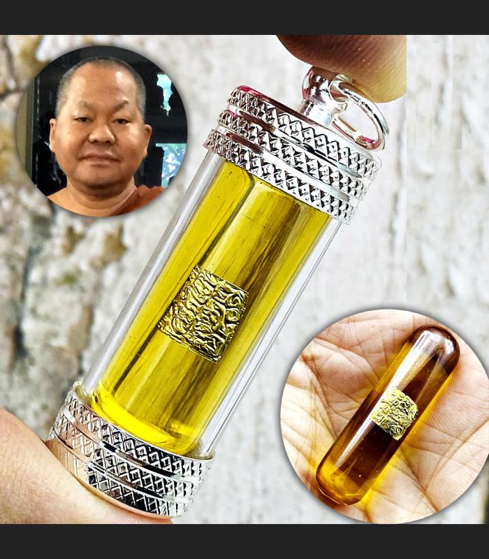 Leklai Kaew Kodpe Naga Eye Capsule Gambling Win Somporn Yellow Thai Amulet 17670