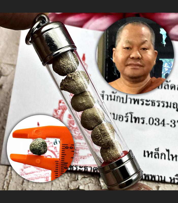 Sarira Sivali Buddha Relic 6 Brain Leklai Arahan Stone Somporn Thai Amulet 17673